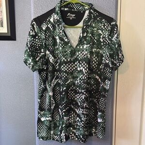 Fringe Studio Green and Black Camouflage Shirt